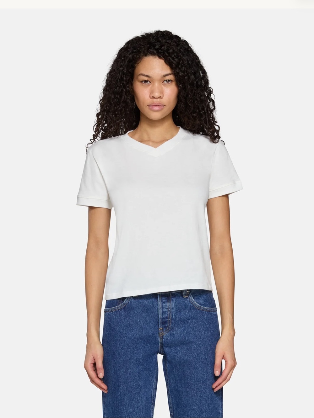 EB Denim Henry V-Neck Tee in White